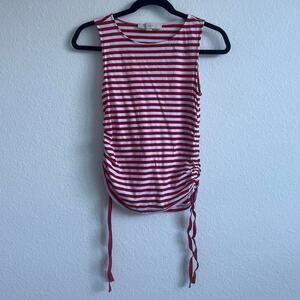Red and white striped top